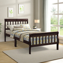 Wood Platform Bed Twin Bed Frame Panel Bed Mattress Foundation Sleigh Bed - £162.31 GBP