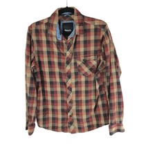 Bench Urbanwear Mens Flannel Shirt Cotton Button Down Pocket Plaid Brown S - £10.05 GBP