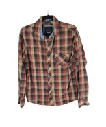 Bench Urbanwear Mens Flannel Shirt Cotton Button Down Pocket Plaid Brown S - £9.90 GBP