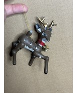 Vintage Christmas Jolly Reindeer Deer Tree Ornament Holiday Plastic 4” - $15.00