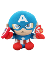 NWT TY Beanie Baby Captain America Marvel Plush TY 6&quot; - £5.92 GBP