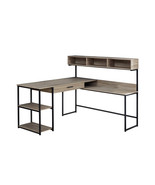 Monarch Specialties Dark Taupe &amp; Black Metal Corner Computer Desk - $774.38