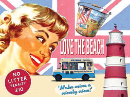 Love the Beach British Ice Cream Advertisement Vintage Retro Classic Met... - $19.95