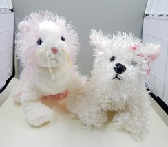 Webkinz By Ganz White Terrier Dog HM106 Pink and White Cat HM189 Lot of 2 Plush - £15.13 GBP