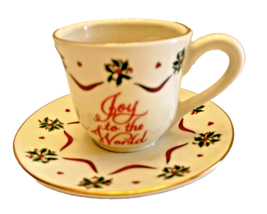 Christmas Teacup Saucer for Candle Joy to the World The Lord Has Come Vtg Small - £10.38 GBP