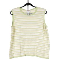 Talbots Sleeveless Shirt Women Petite 2X Striped Yellow Green Knit Sweat... - $13.72