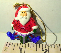 Santa Claus Glitter and Gift Box Small Ornament   - £3.14 GBP