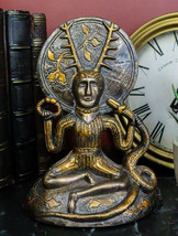 Seated Celtic Horned God Herne Cernunnos With Deer Antlers And Earth Disc Statue - £20.59 GBP