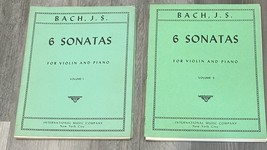 J.S. Bach 6 Sonatas For Violin and Piano Volumes 1 &amp; 2 Sheet Music Books Lot - £8.43 GBP