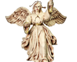 Antique Off White Shadowed Gold Accent Girl Guardian Angel Ornament 6in - $19.99