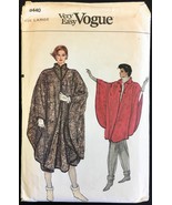 1980s Size L Bust 38 40 Standing Collar Cape Poncho Vogue 8440 Pattern - £6.28 GBP