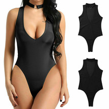 Women Open Crotch Halter Fetish Romper Jumpsuit Bodysuit Thong Leotard C... - £7.06 GBP+