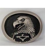 Eagle Head Southwestern Belt Buckle Nickel Plated Pewter Black &amp; Silver G&amp;S - $22.49