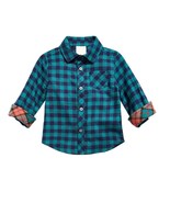 First Impressions Baby Boy 3-6M Navy Nautical Plaid Pocket Button Down S... - £10.10 GBP