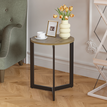 Sturdy Brown Round Side End Table Nightstand Metal Frame 19.68&#39;&#39;H for Home. - $38.99