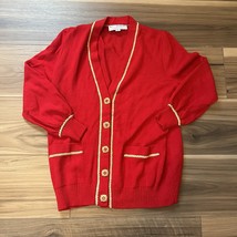 Vintage St. John Collection By Marie Gray Red Gold Cardigan Sweater Size... - $3,512.54 MXN