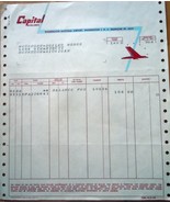 Vintage Capital Airlines Washington D.C. Invoice 1950s - $5.47 CAD