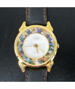 Womens Mosiac Stone Leather Band Faceted Face Bohemian EKO Watch GoldTon... - $33.82 CAD