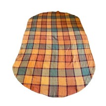 100% Cotton Fall Plaid Tablecloth Oval Shaped Large 57”x100” Vintage Mad... - £36.50 GBP