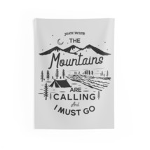 Black and White "Mountains are Calling" Tapestry - Adventure Wall Art for Hikers - £21.07 GBP+