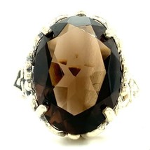 Vintage Sterling Signed Kabana Navajo Smoky Quartz Stone Dome Ring Band ... - £48.01 GBP