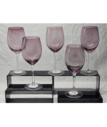 PIER 1 IMPORTS 9.25&quot; Balloon Wine Glass Amethyst Ribbed Swirl - UNUSED S... - $46.13 CAD
