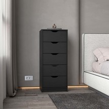 Logan Black 5-Drawer Chest | Modern Dresser - $260.99