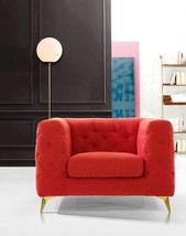 Iconic Home Soho Accent Club Chair With Linen Textured Upholstery, Plush, Red. - £508.03 GBP