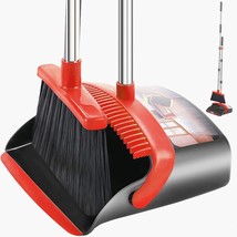 Upgraded Broom And Dustpan Set, Upright Broom And Dustpan Combo With 51&quot; Long Ha - $39.99