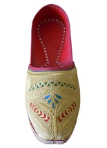 Men Shoes Traditioal Handmade Espadrilles Groom Jutties Leather Flat Gold US 9.5 - £43.24 GBP