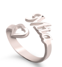 Personalized Name And Heart Ring: Sterling Silver, 24K Gold, Rose Gold - £94.90 GBP