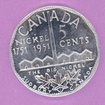 1951 Sudbury Ontario Big Nickel Medallion of 1951 5 Cents King George VI Al - £4.66 GBP