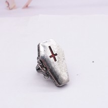 Goth Ring For Women Vintage Vampire Coffin Silver Color Men Necklace Punk Cross  - £18.66 GBP