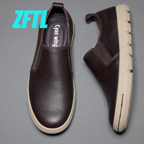 Men Loafers genuine leather Lazy shoes man casaul slip-on shoes male lei... - $100.17
