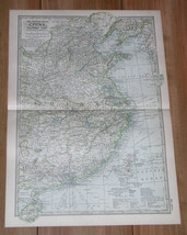 1897 Antique Dated Map Of Eastern China Beijing Shanghai Taiwan Hong Kong - £24.53 GBP