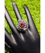 Vintage Red Gemstone Ring | Box Ring with Filigree Work | Statement Adju... - $934.70 MXN