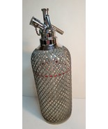 Sparkling Club Soda Seltzer Bottle Dispenser Wrapped in Metal Mesh Czech... - €82,12 EUR