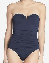 NWT Tommy Bahama Pearl V-Front Bandeau One-Piece Swimsuit Navy Blue Size 16 - £50.88 GBP