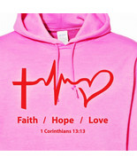 Custom Design Hoodie &quot;Faith, Hope, Love&quot; - Medium Pink - $17.59