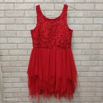 JUSTICE Red Floral Sequin Tulle Midi Sleeveless Dress Size 20 Plus - £30.96 GBP