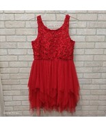 JUSTICE Red Floral Sequin Tulle Midi Sleeveless Dress Size 20 Plus - £31.15 GBP