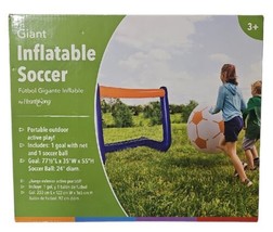 Giant Inflatable Soccer Futbol 24” Ball Goal w Net Portable Outdoor Fun 77x35x55 - £17.73 GBP