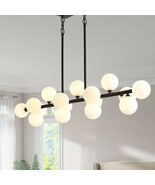 Farmhouse Kitchen Island Chandelier - 16-Light Black Dimmable Pendant Li... - $226.54