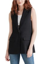 Steve Madden Womens Vest Black Blazer Pockets Sleeveless Lined Midweight - $977.31 MXN