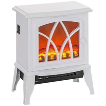 HOMCOM White 18&quot; Electric Fireplace Stove, Realistic Flame, Portable - $2,045.81 MXN