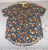 Marvel Avengers Mens Button Up Shirt Large Disney Blue Orange Short Sleeve - $24.70