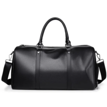 Men&#39;s Water Resistant Unisex PU Leather Travel Bag with Wet Dry Separation Pouch - £31.13 GBP