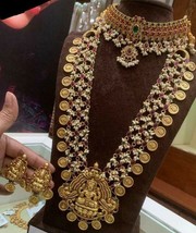 Bollywood Indian Gold Plated fine Kasu Choker Necklace Earrings Haram Jewellery - £274.80 GBP