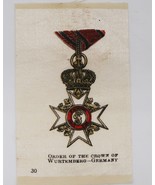 1910&#39;s Tobacco Silk Order of the Crown of Wurtemberg Medal German # 30 i... - $187.01 MXN