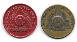 Alcoholics Anonymous Aa 1 Month &amp; 2 Year Sobriety Tokens Chip Coin Medallion - £10.11 GBP